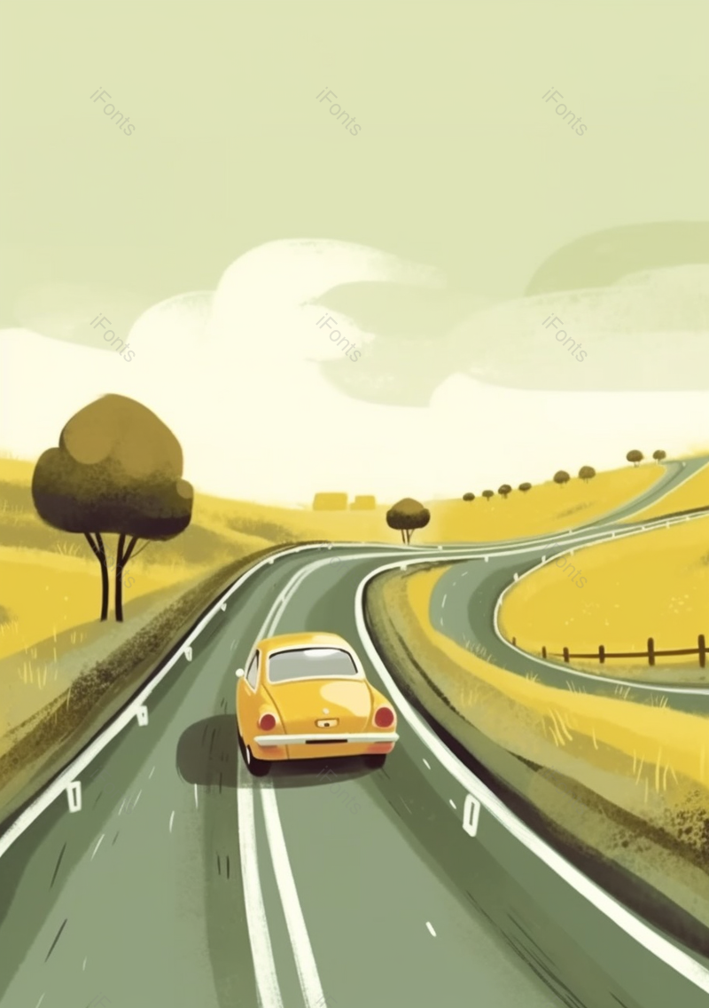 汽车行驶在乡间道路,插画/手绘图,插画/手绘图库,插画/手绘图下载,插画/手绘